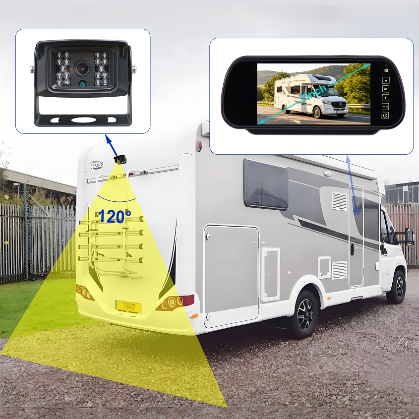 7 inch mirror monitor and backup camera system for trucks and vans