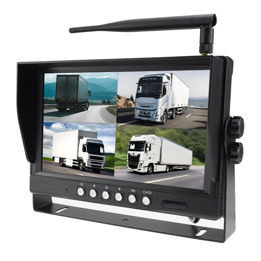 9 Inch Wireless Quad Camera System for Truck & Trailer with 4 Camera Support