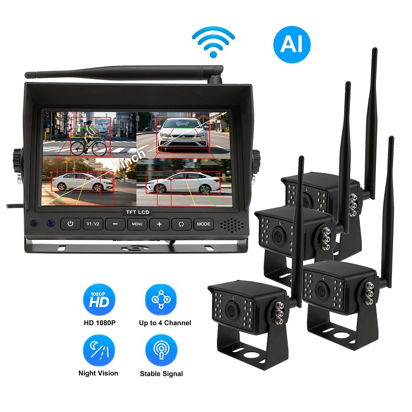 7" Wireless AI Blind Spot Camera System for Trucks