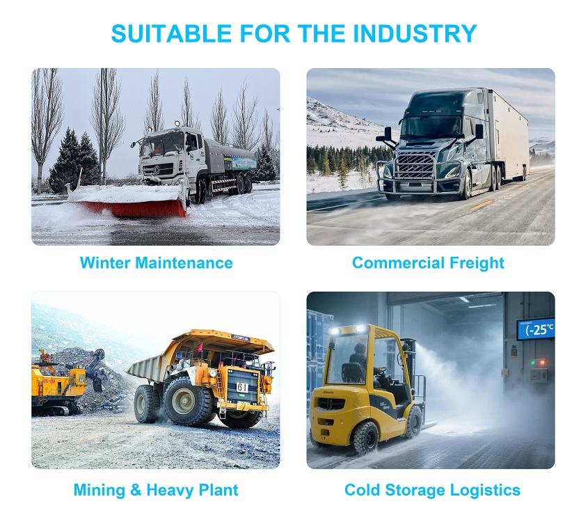 Heated stainless steel vehicle camera applications: winter maintenance, commercial freight, mining heavy plant, and cold storage