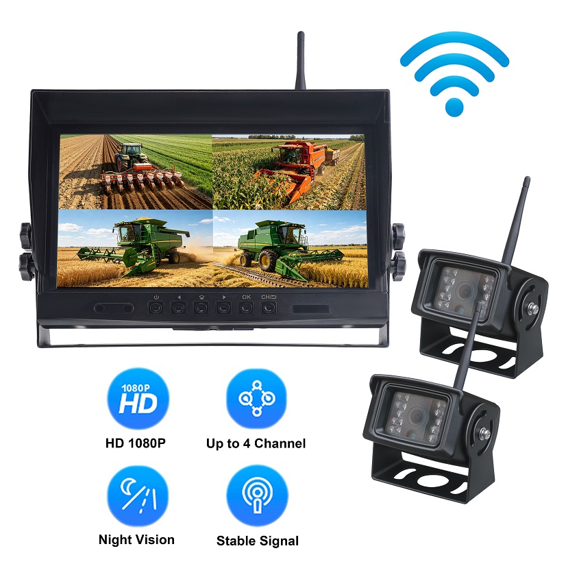 10.1 Inch Wireless Quad Camera System for Agricultural Machinery & Heavy Duty Vehicles